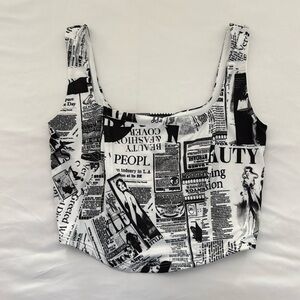windsor newspaper print corset top